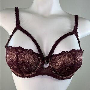 Adore Me Burgundy Lace Kimmy Underwire Bra 34C
